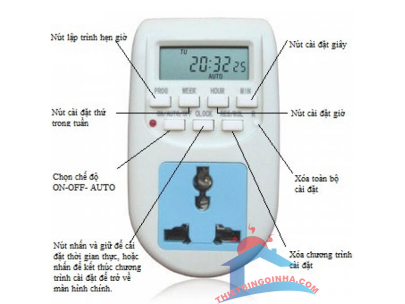 ổ cắm điện hẹn giờ thời gian thực AL-06 ổ cắm hẹn giờ điện tử giá rẻ