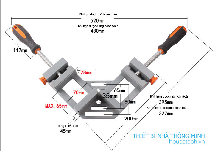 Kích thước chi tiết của Ê tô